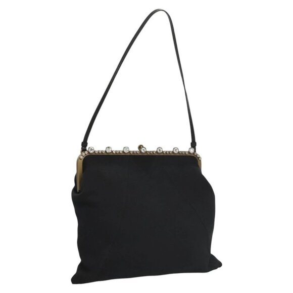 Miu Miu Shoulder Bag Leather Black Gold Auth